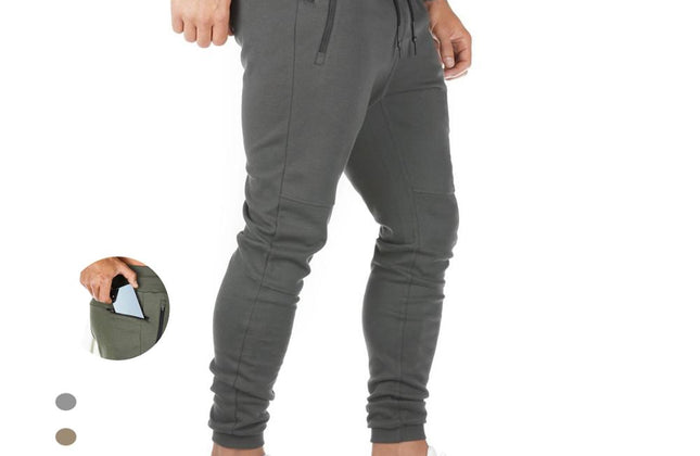 Plus Size Jogger Pants Workout Gym Sweat Trouser Side Zipper Pockets Slim
