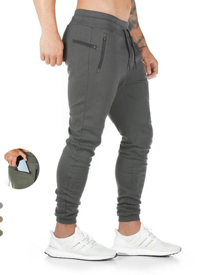 Plus Size Jogger Pants Workout Gym Sweat Trouser Side Zipper Pockets Slim