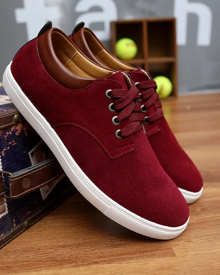 Men's Breathable Suede Lace-Up Flats — Available in Large Sizes