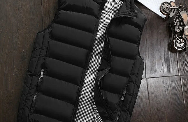 Men's Knitted Zip-Up Vest with Mandarin Collar