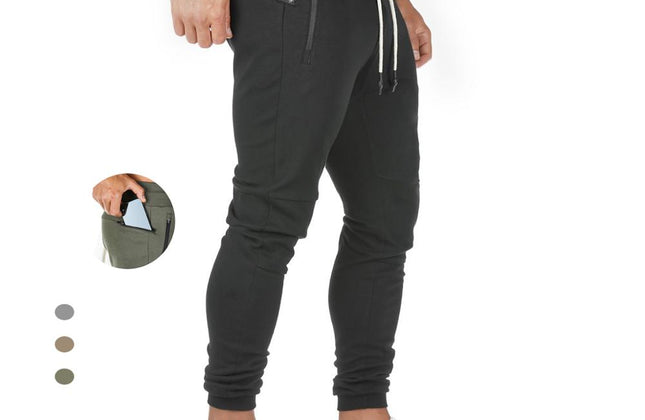 Plus Size Jogger Pants Workout Gym Sweat Trouser Side Zipper Pockets Slim