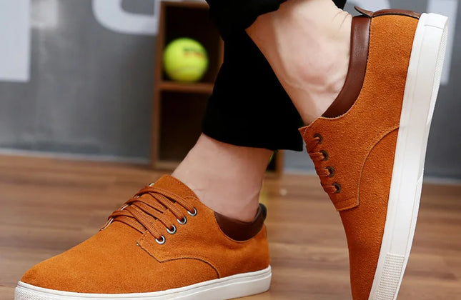 Men's Breathable Suede Lace-Up Flats — Available in Large Sizes