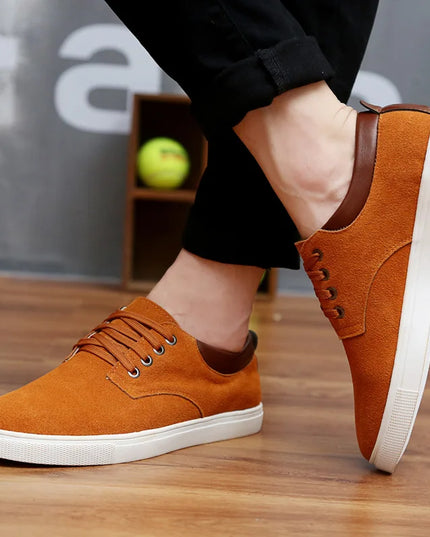 Men's Breathable Suede Lace-Up Flats — Available in Large Sizes