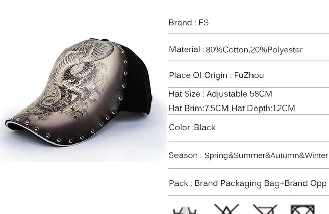 FS Brand 3D Print Chinese Dragon Baseball Caps for Men Women Hip Hop Cap