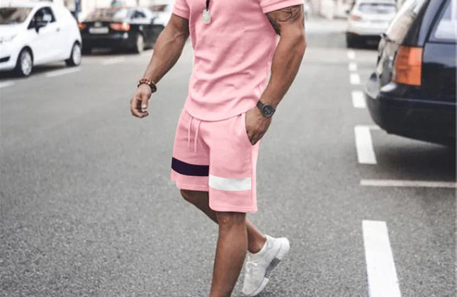 Casual Men Clothing Two Piece Set Shorts Summer T Shirt and Short Set Men