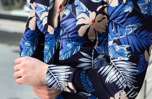 Men Hawaiian Long Sleeve Shirt - Constantin & Crys