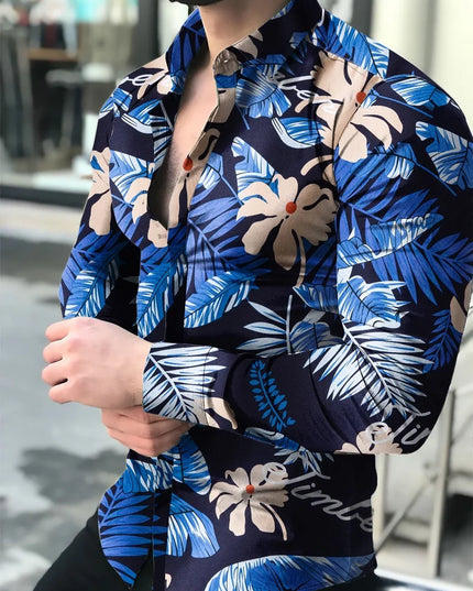 Men Hawaiian Long Sleeve Shirt - Constantin & Crys