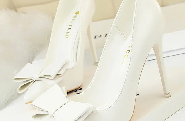 BIGTREE Shoes Bow-Knot Pumps Women High Heels 2025 Fashion Women Heels Lady