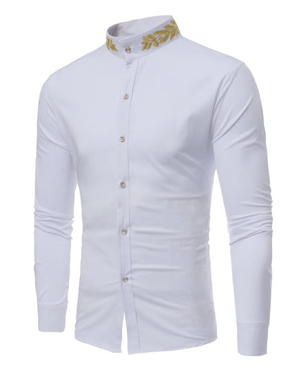 Fashion Men's Shirts for Men Designers Embroidery Slim Fit Casual Long Sleeve