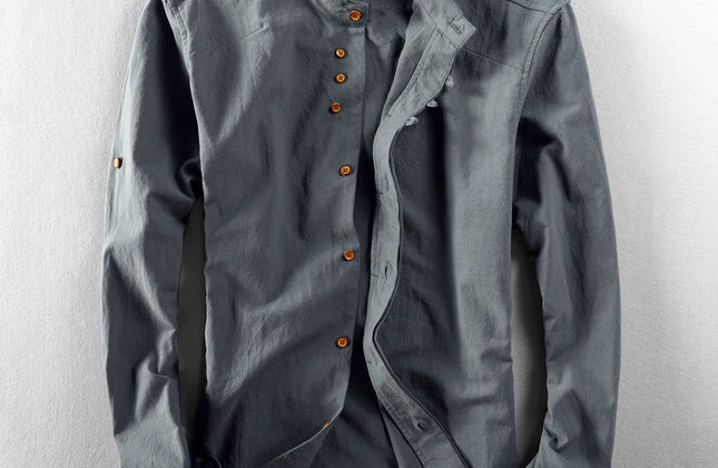 New Fashion Spring Autumn Men Long Sleeve Shirt Clothes for Men Mandarin Collar