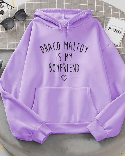 Draco Malfoy Is My Boyfriend Letter Print Hoodie Women Green Casual Sudaderas