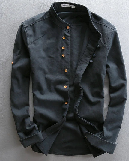New Fashion Spring Autumn Men Long Sleeve Shirt Clothes for Men Mandarin Collar