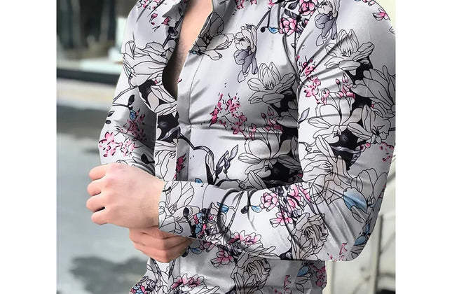 Men Hawaiian Long Sleeve Shirt - Constantin & Crys