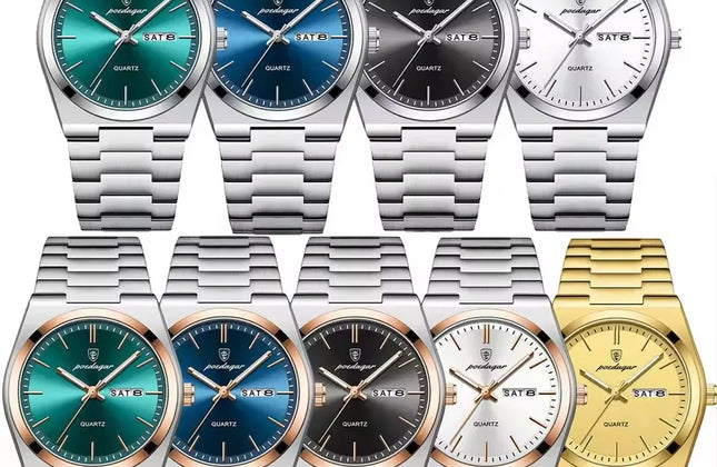 Men's 40mm Quartz Watch with Luminous Hands & Calendar