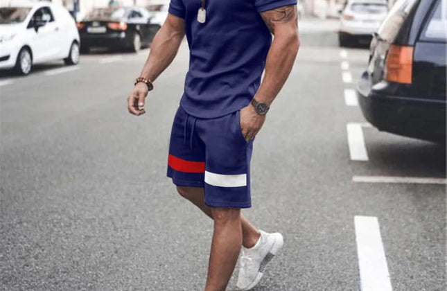 Casual Men Clothing Two Piece Set Shorts Summer T Shirt and Short Set Men