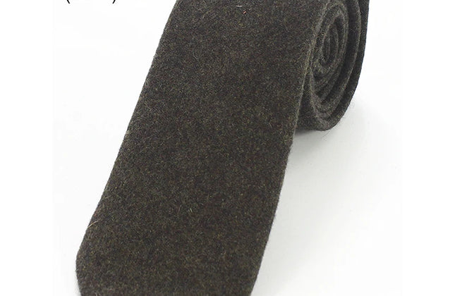 KAMBERFT Solid Color Cashmere Wool Necktie and Pocket Square Tie Clip Sets