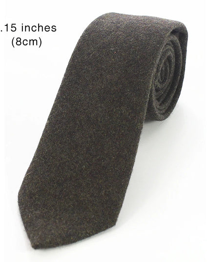 KAMBERFT Solid Color Cashmere Wool Necktie and Pocket Square Tie Clip Sets