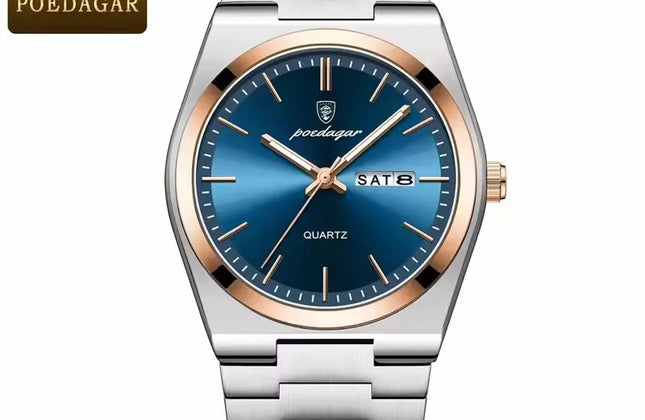 Men's 40mm Quartz Watch with Luminous Hands & Calendar