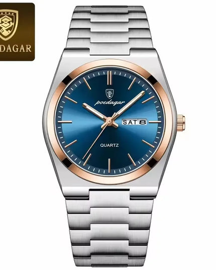 Men's 40mm Quartz Watch with Luminous Hands & Calendar