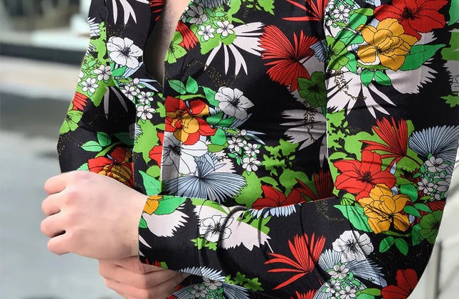 Men Hawaiian Long Sleeve Shirt - Constantin & Crys