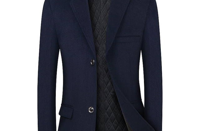 Thicken Men's Suit Jacket One Button Slim Fit Sport Coat Woolen Jacket