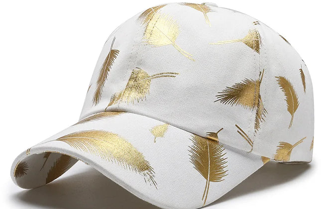 FS Luxury Black Golden Feather Baseball Cap for Men Cotton Women Brand Designer