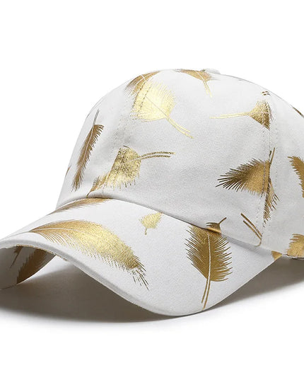 FS Luxury Black Golden Feather Baseball Cap for Men Cotton Women Brand Designer