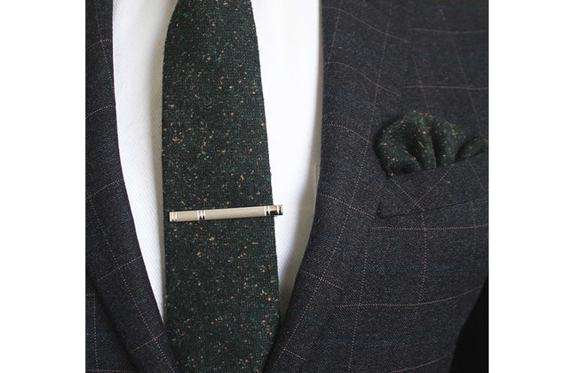 KAMBERFT Solid Color Cashmere Wool Necktie and Pocket Square Tie Clip Sets