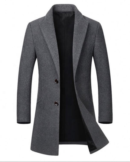 Factory Wholesale 2024 Men Wool Trench Coat Slim Overcoat Warm Winter Long Men's