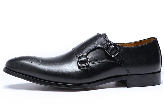 Men Monk Strap Genuine Leather Shoes Business Dress Shoes Men for Wedding