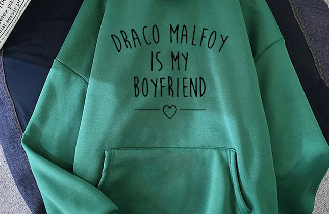 Draco Malfoy Is My Boyfriend Letter Print Hoodie Women Green Casual Sudaderas