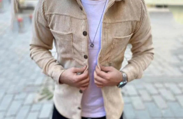 Streetwear Corduroy Mens Shirts for Men Clothing Harajuku Fashion Casual Shirt