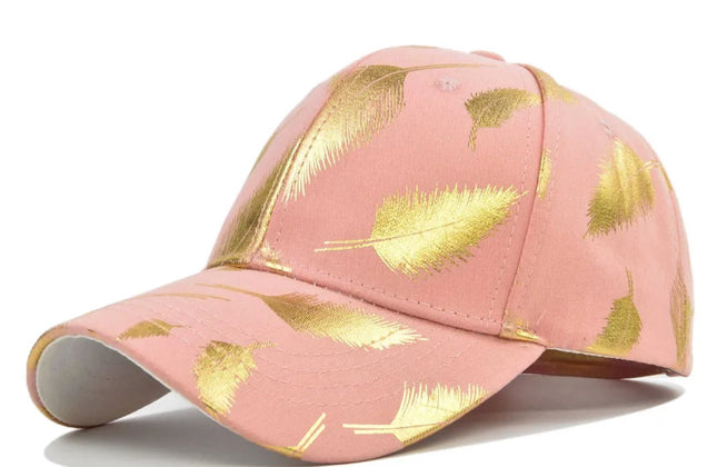 FS Luxury Black Golden Feather Baseball Cap for Men Cotton Women Brand Designer