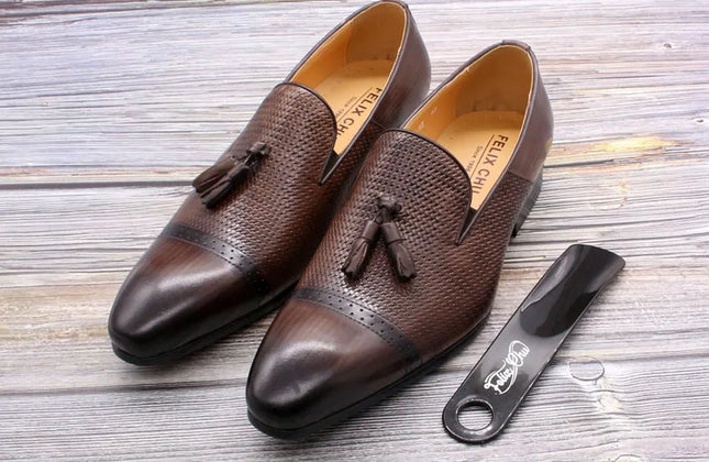 Handmade Tassels Genuine Leather Loafers Shoes Crocodile Casual Shoes for
