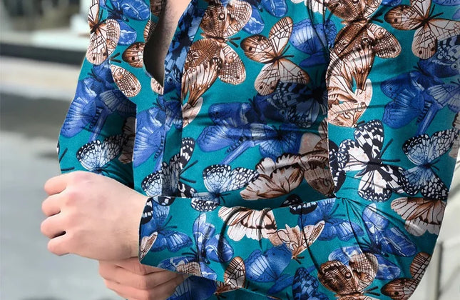 Men Hawaiian Long Sleeve Shirt - Constantin & Crys