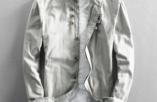 New Fashion Spring Autumn Men Long Sleeve Shirt Clothes for Men Mandarin Collar