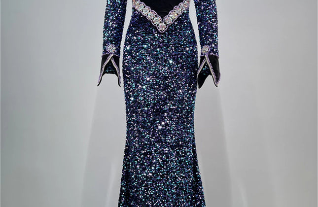 Top Quality Women Celebrity Long Party Night Club Wear Beading Runway Evening