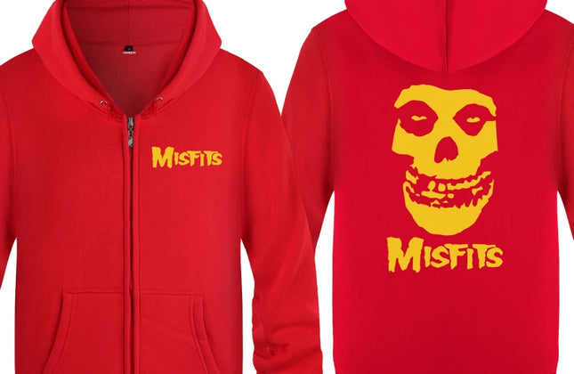 The MISFITS Punk Rock Music Hoodie Sweatshirts Men Fashion Mens Zipper