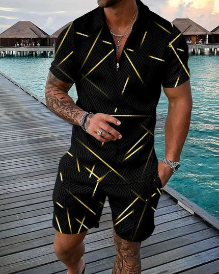 Casual Men Clothing Two Piece Set Shorts Summer T Shirt and Short Set Men