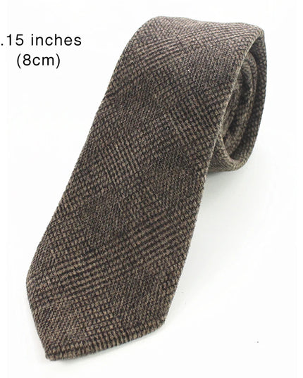 KAMBERFT Solid Color Cashmere Wool Necktie and Pocket Square Tie Clip Sets