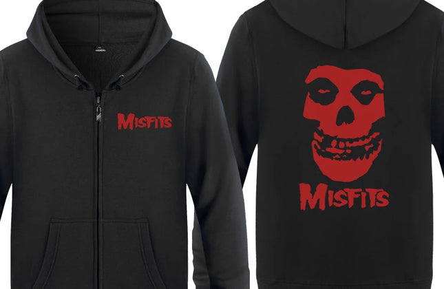 The MISFITS Punk Rock Music Hoodie Sweatshirts Men Fashion Mens Zipper