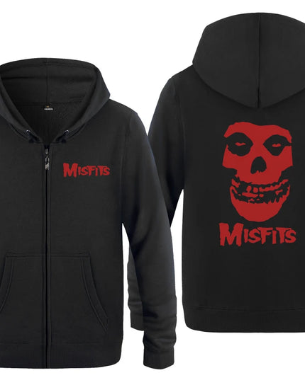 The MISFITS Punk Rock Music Hoodie Sweatshirts Men Fashion Mens Zipper
