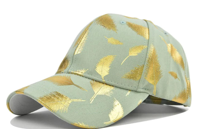 FS Luxury Black Golden Feather Baseball Cap for Men Cotton Women Brand Designer