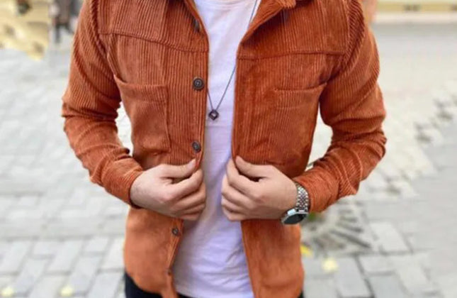 Streetwear Corduroy Mens Shirts for Men Clothing Harajuku Fashion Casual Shirt