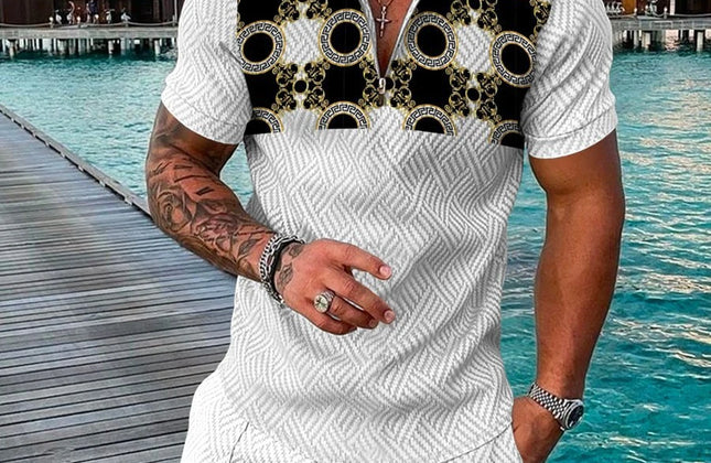 Casual Men Clothing Two Piece Set Shorts Summer T Shirt and Short Set Men