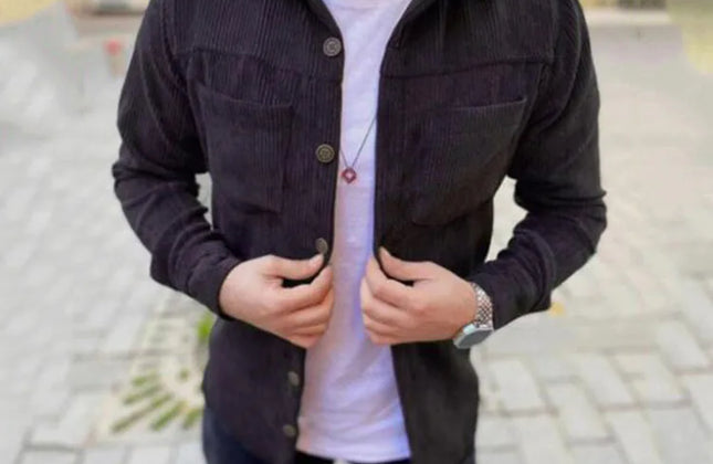 Streetwear Corduroy Mens Shirts for Men Clothing Harajuku Fashion Casual Shirt