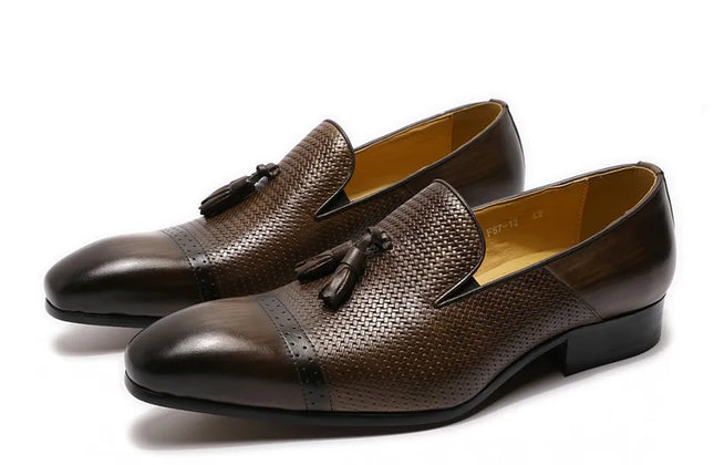 Handmade Tassels Genuine Leather Loafers Shoes Crocodile Casual Shoes for