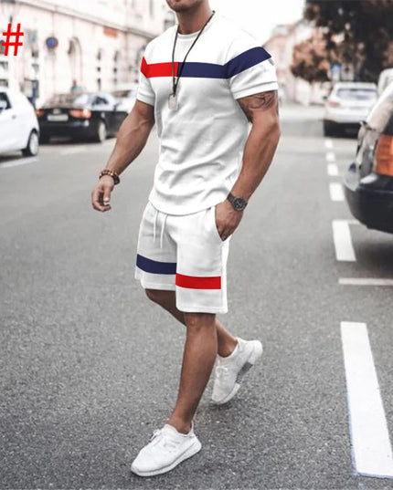Casual Men Clothing Two Piece Set Shorts Summer T Shirt and Short Set Men