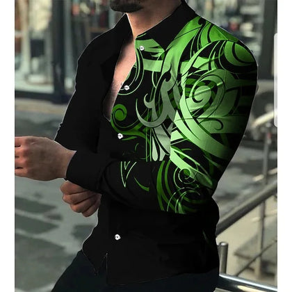 Men’s Slim Fit Printed Long-Sleeve Casual Shirt