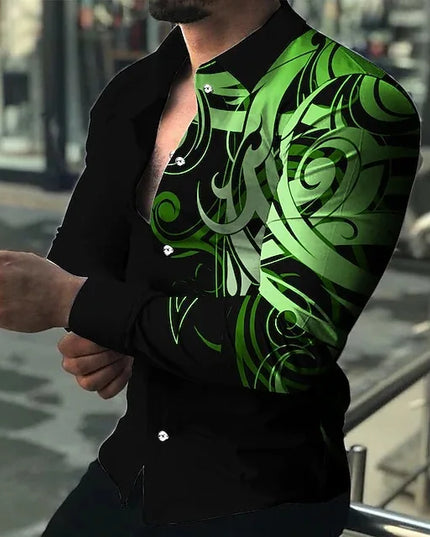 Men’s Slim Fit Printed Long-Sleeve Casual Shirt